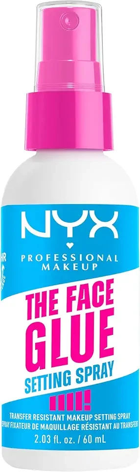 NYX PROFESSIONAL MAKEUP The Face Glue Setting Spray, Transfer-Resistant Waterproof Setting Spray, Up to 24HR Make Up Wear