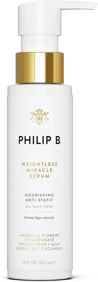 PHILIP B. Weightless Miracle Serum, Leave-In Hair Conditioner Treatment, 4 Fl Oz (120 mL) - Conditions Dry, Damaged Strands with Hyaluronic Acid, Smooth Frizz and Prevent Damage
