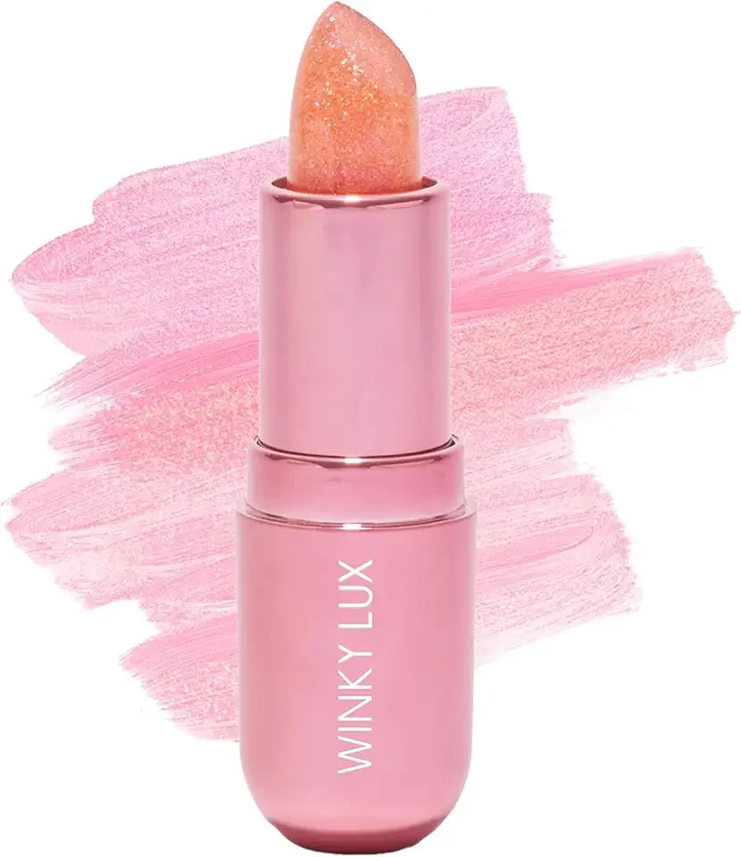 Winky Lux Pink Opal Glimmer Balm – Nourishing pH Lip Balm with Color Changing Pink Tint with Shimmer, Hydrating Ceramides Soften Lips, Raspberry Vanilla Scent