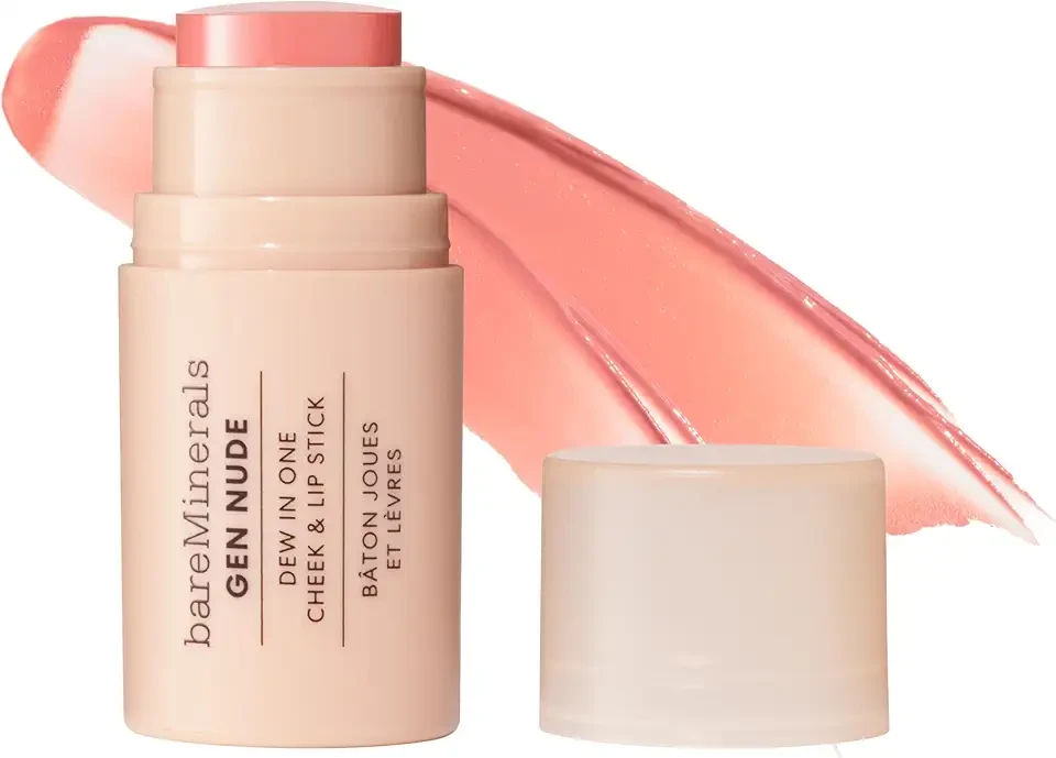 bareMinerals GEN NUDE Dew in One Cheek & Lip Stick Multi-Use Cream Balm for Lips & Cheeks, Hydrating, Buildable Color, Natural Dewy Finish, Travel-Friendly