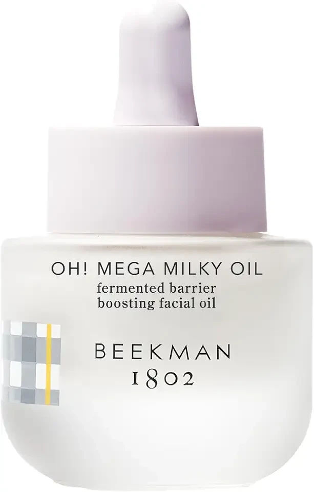 Beekman 1802 Oh! Mega Milky Facial Oil Serum – Vitamin C & Niacinamide Serum for Hydration & Barrier Support – Lightweight Face Oil, Non-Greasy, Fragrance Free, Sensitive Skin Safe, 0.5 Fl Oz