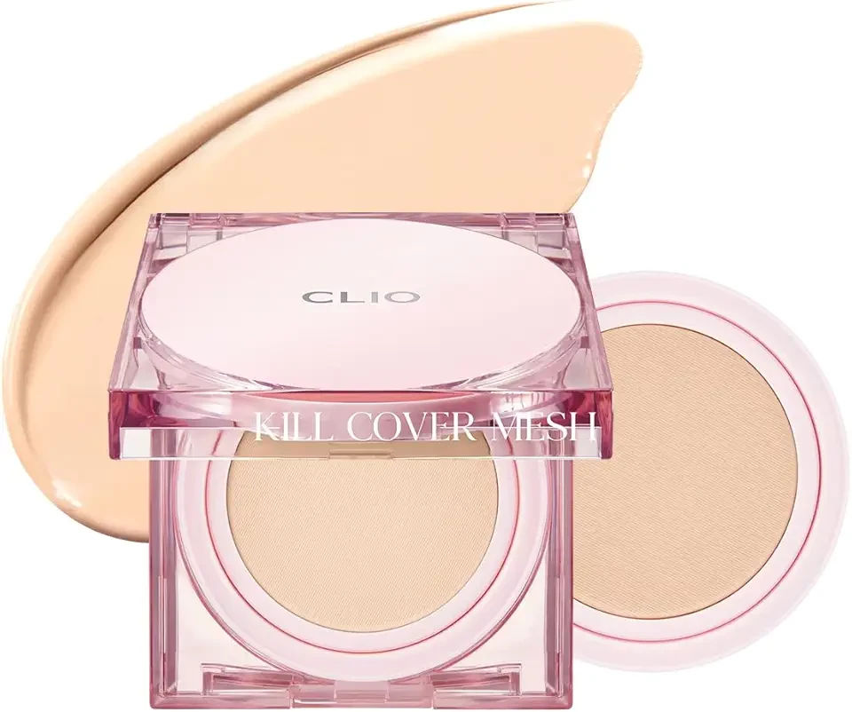 CLIO Kill Cover Mesh Glow Cushion Foundation ([Refill Included] 15g*2, 23N GINGER), Glass Skin, Long-Lasting, Lightweight, Buildable Coverage, Glowy Skin Makeup