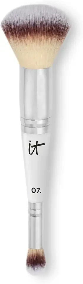 IT Cosmetics Heavenly Luxe Complexion Perfection Brush #7 - Dual-Ended Premium Makeup Brush for Foundation Concealer & Contour, Ultra-Soft Synthetic Fibers, Airbrush Finish, Pro-Hygienic, Cruelty-free