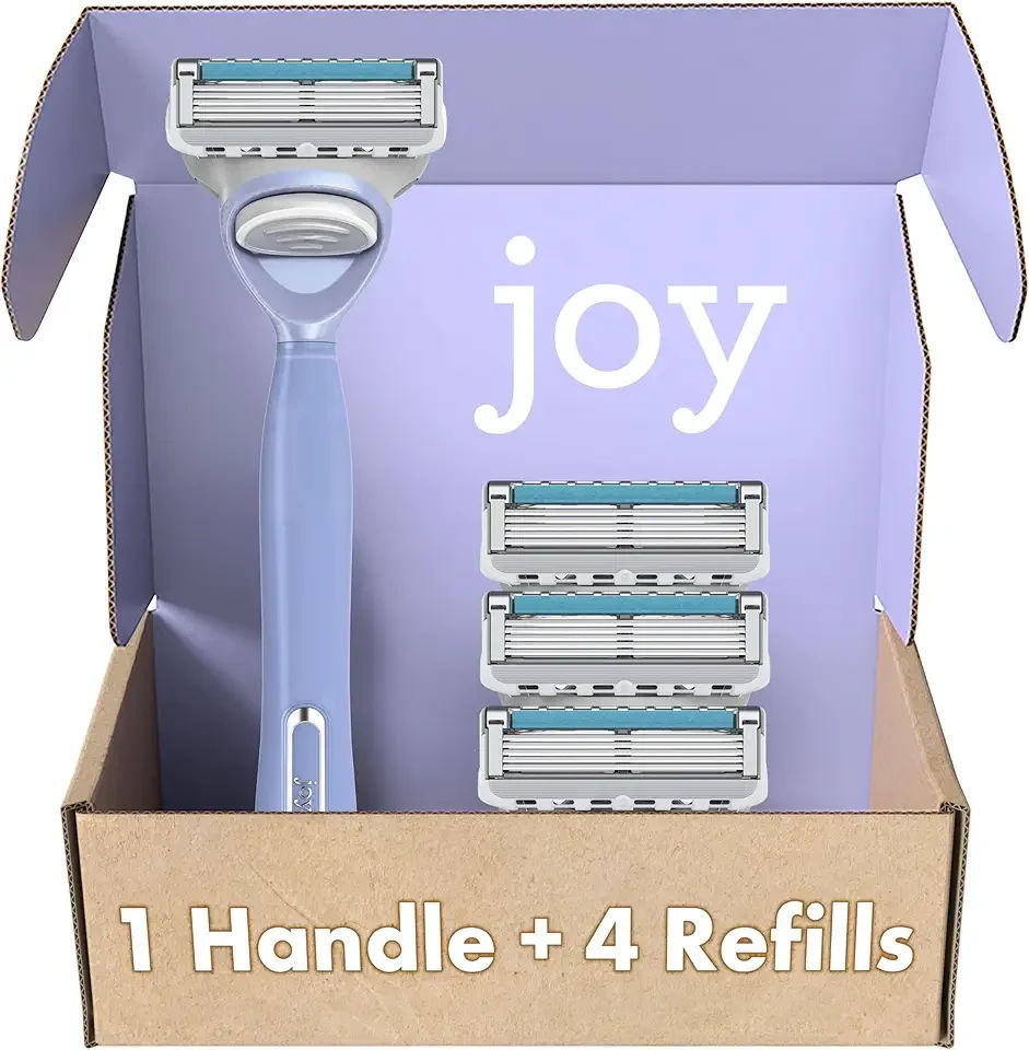 joy Razors for Women, 1 Handle, 4 Razor Blade Refills, Lavender, Lubrastrip to Help Avoid Skin Irritation