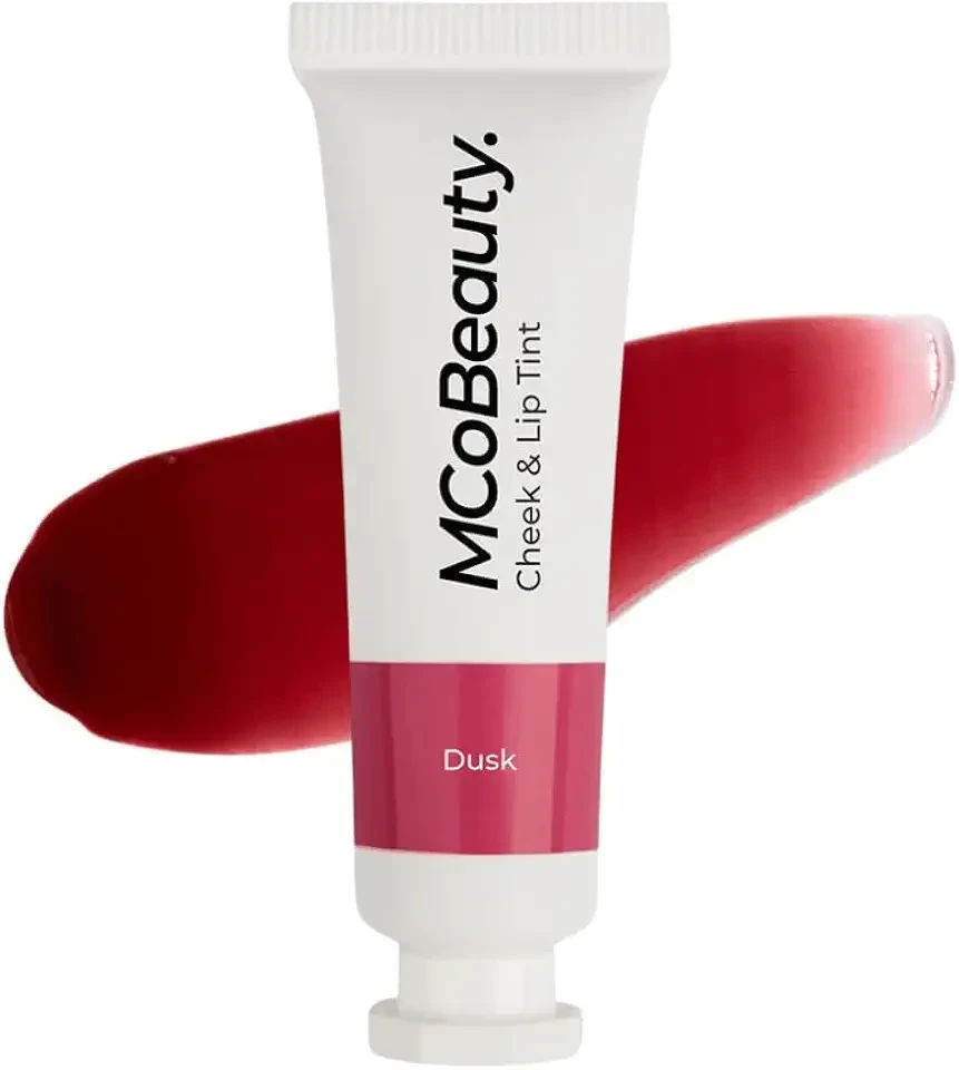 MCoBeauty Cheek and Lip Tint Dusk Cherry Red - Gel Cream Buildable Color Lip Stain and Blush for Women - Dewy Multi Use Tinted Lip Balm, Liquid Blush Makeup Vegan Cruelty Free - 0.34 oz