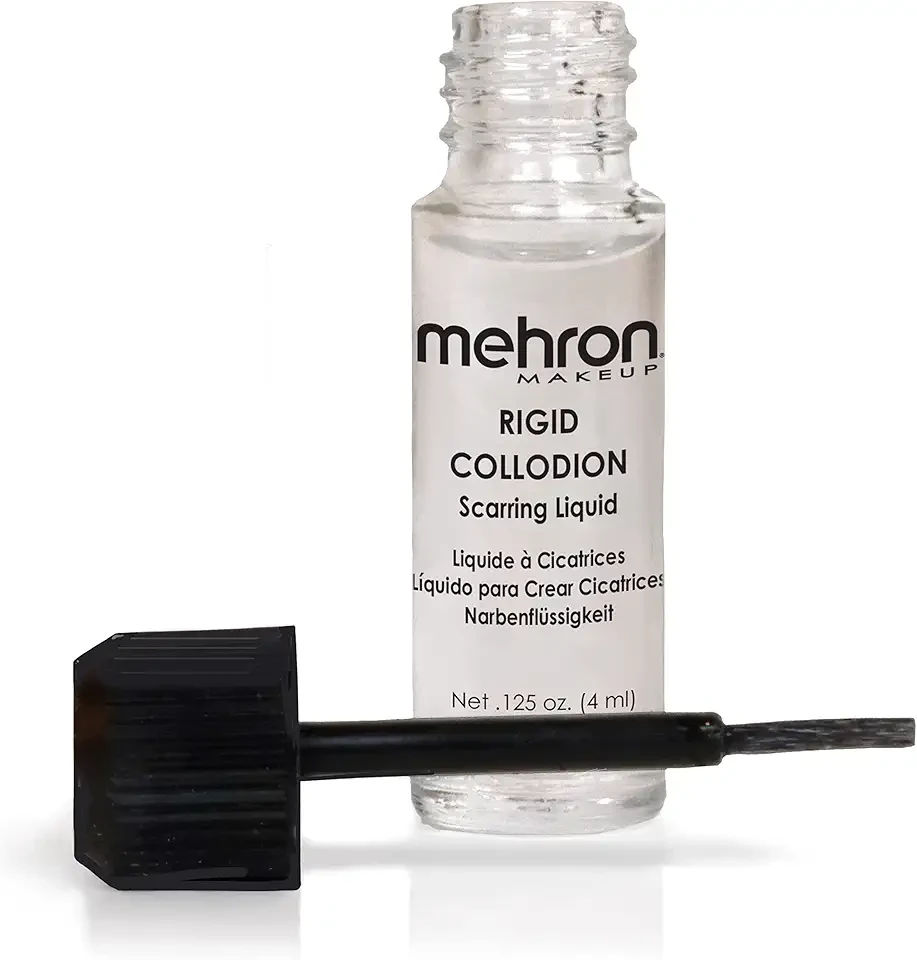 Mehron Makeup Rigid Collodion with Brush | Scarring Liquid | Liquid Scar Makeup | SFX Scar for Film .125 oz (4ml)