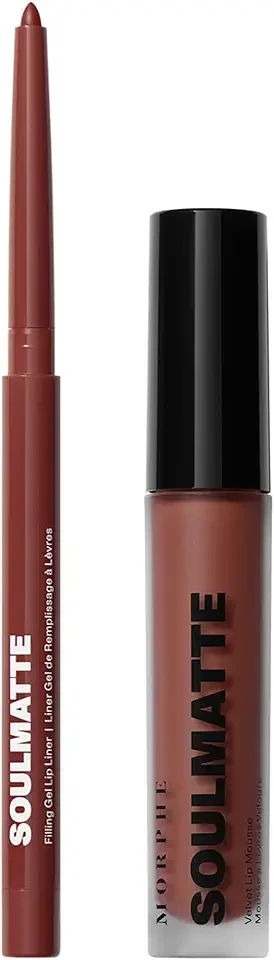 MORPHE Soulmatte Lip Duo - Lip Liner (0.007 oz) & Matte Lipstick (0.13 fl oz) with Vitamin E & Nourishing Oils for Bold, Long-Wear Color & Definition - Other Half