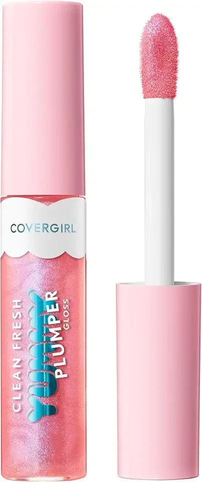 Covergirl Clean Fresh Yummy Plumper Lip Gloss, 820 Pixie Dust, Plumper, Shiny, Vegan Formula, Easy to Apply, Minty Flavor, 0.33oz