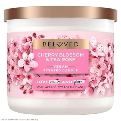 Beloved Cherry Blossom and Tea Rose Candle - 15oz, Red