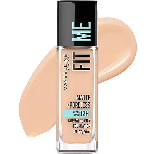 Maybelline Fit Me Matte + Poreless Liquid Oil-Free Foundation Makeup, Nude Beige, 1 Count (Packaging May Vary)