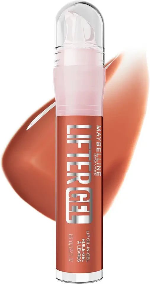 MAYBELLINE Lifter Oil-in-Gel Lip Gloss for Glassy, Bouncy Shine, Hydrating, Tinted Lip Balm and Moisturizer with Hyaluronic Acid and Passionfruit Oil, Vanilla Horchata (Brown Nude)