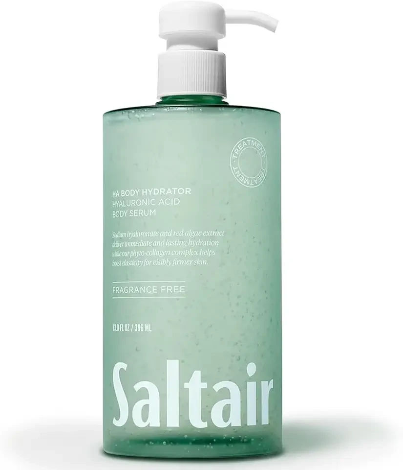 Saltair Hyaluronic Acid Body Serum – Hydrating Body Lotion for Smoother Looking Skin – Sheer Gel Moisturizer with Sodium Hyaluronate & Red Algae – Fragrance-Free HA Hydrator – 13oz Pump Bottle