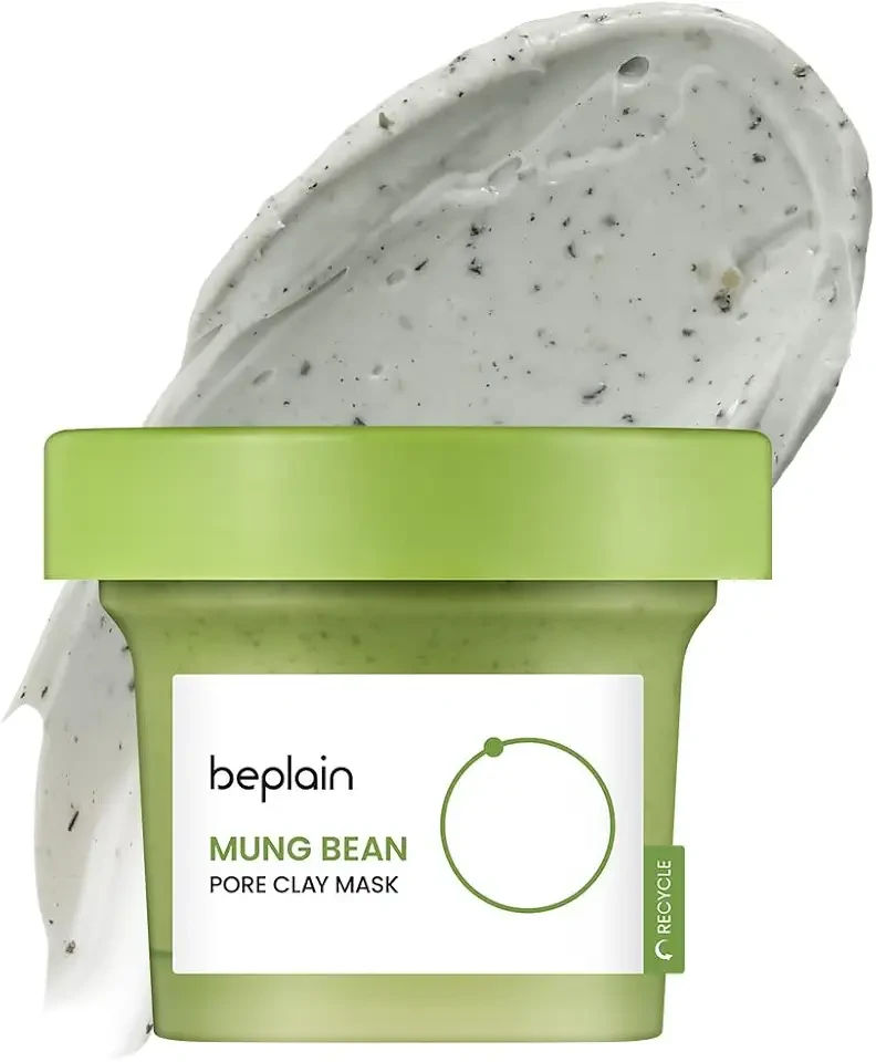 beplain Mung Bean Pore Clay mask (4.05 fl oz /120ml) | Fragrance-Free | Wash Off Mask for Blackhead & Whitehead Care | Quick 3 Minute to Gently Cleanse, Exfoliate and Tighten Pores | Korean Skincare