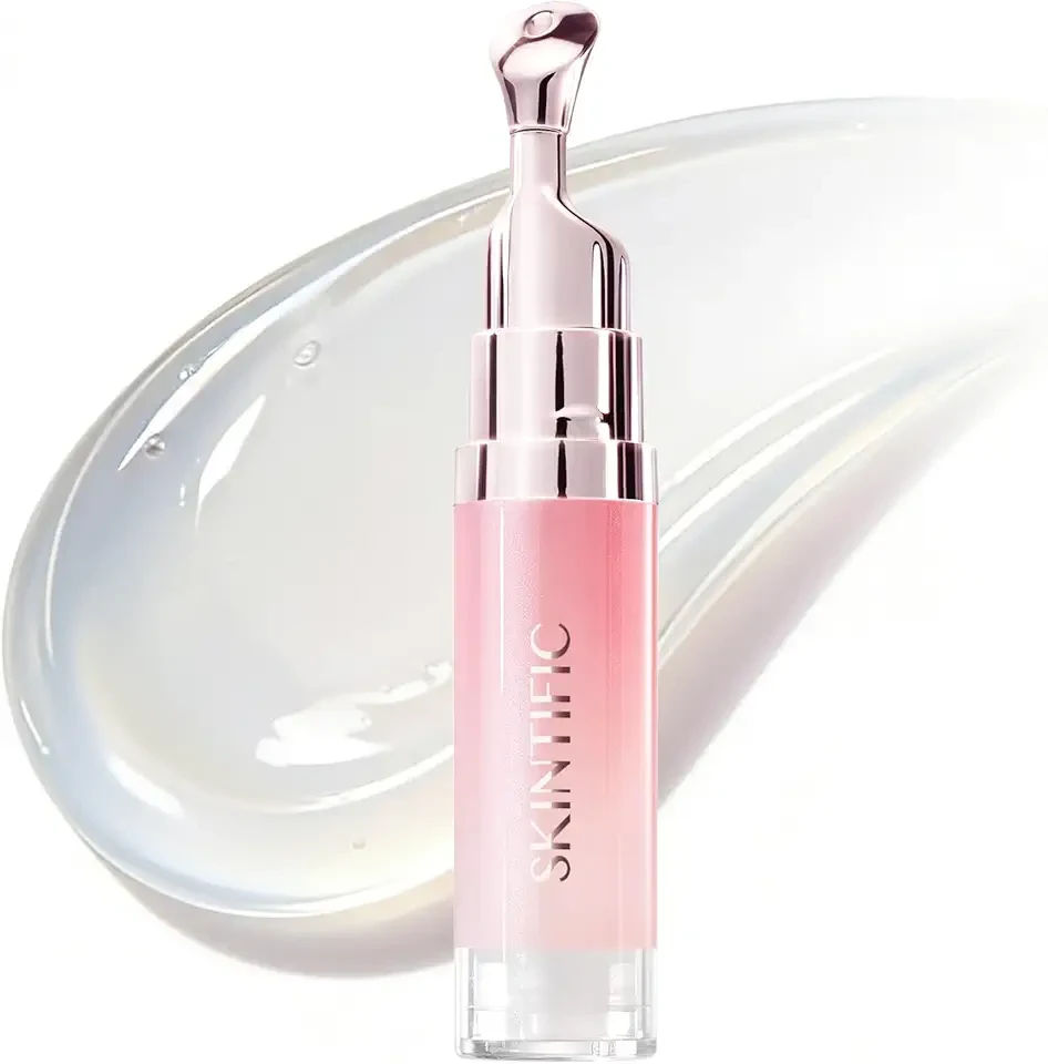 SKINTIFIC Peptide Brightening Lip Serum, Hydrating & Plumping Tinted Lip Gloss, Moisturizing Lip Balm with Polypeptides & Squalane for Glossy Sheer, Smooth Lips(00 Clear)