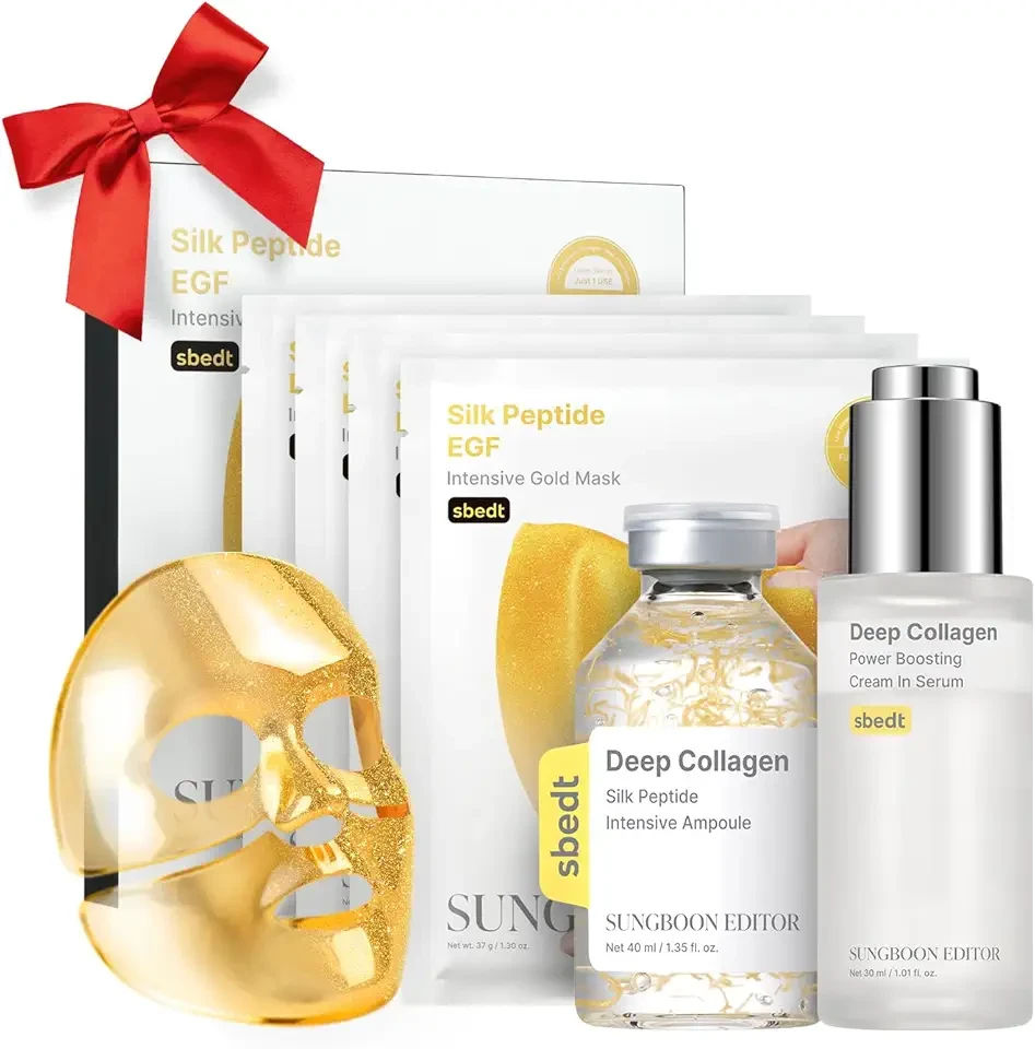 SUNGBOON EDITOR Silk Peptide EGF Intensive Gold Overnight Mask | Collagen Silk Peptide Intensive Ampoule & Deep Collagen Serum | Gifts of women