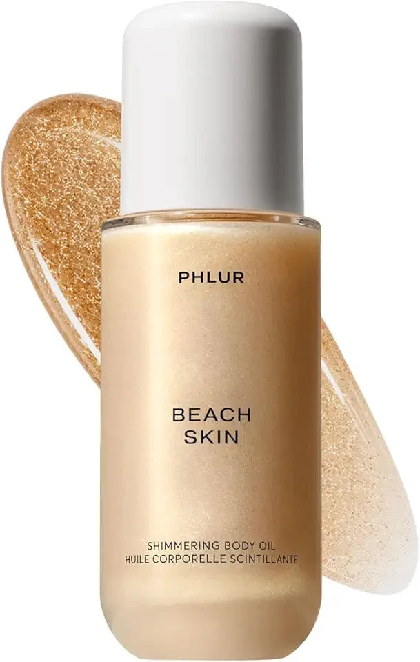 PHLUR Beach Skin Shimmering Body Oil, 4 Fl Oz – Coconut, Vanilla & Sandalwood Scented Body Oil for Women & Men, Hydrating Moisturizing After Shower Oil with Subtle Glow & Skin Musk Finish