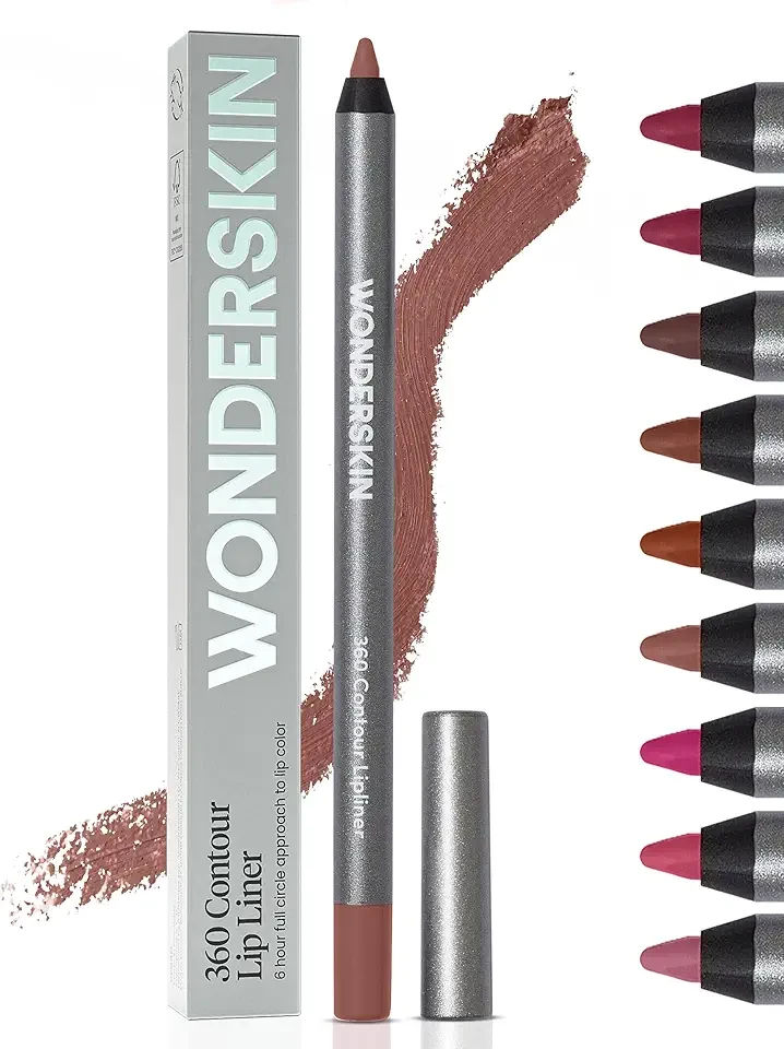 Wonderskin Lipliner Pencil - 360 Contour Lipliner, Long Lasting, Sharpenable, Waterproof and Transfer-Proof Brown Lip Liner Pencil (Saddle)