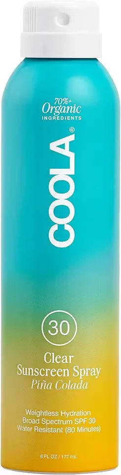 COOLA Organic Sunscreen SPF 30 Sunblock Spray, Dermatologist Tested Skin Care for Daily Protection, Vegan and Gluten Free, Piña Colada