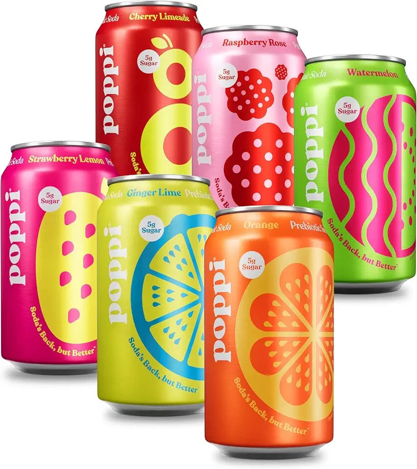 Sparkling Prebiotic Soda Beverage with Apple Cider Vinegar, Seltzer Water and Fruit Juice, Fun Favorites Variety Pack, 12 Fl Oz, Pack of 12, Packaging May Vary