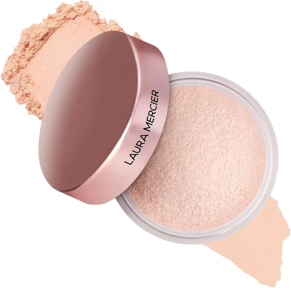 Laura Mercier Translucent Loose Talc-Free Setting Powder Ultra-Blur, Enlivens Fair to Medium Skin Tones, Color Correcting Pink Setting Powder, Tone-Up Rose Mini Size