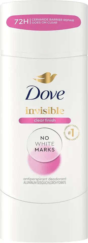Dove Advanced Care Antiperspirant Deodorant for Women Clear Finish No White Marks 72 hour sweat and odor protection 2.6 oz