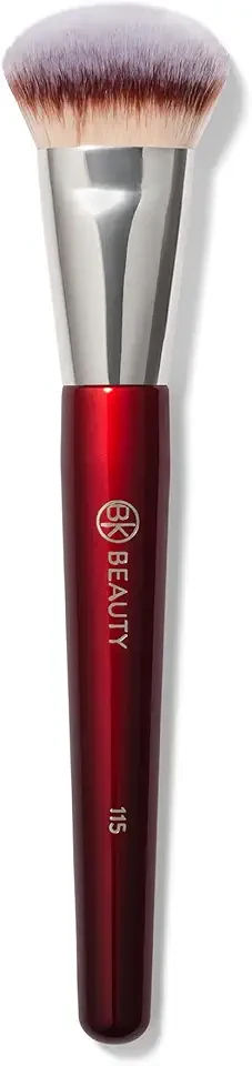 BK BEAUTY 115 MEDIUM CONTOURED FOUNDATION BRUSH – Contoured Foundation Brush for Liquid Makeup - Foundation Makeup Brushes - Face Brush For Liquid Or Cream Foundation