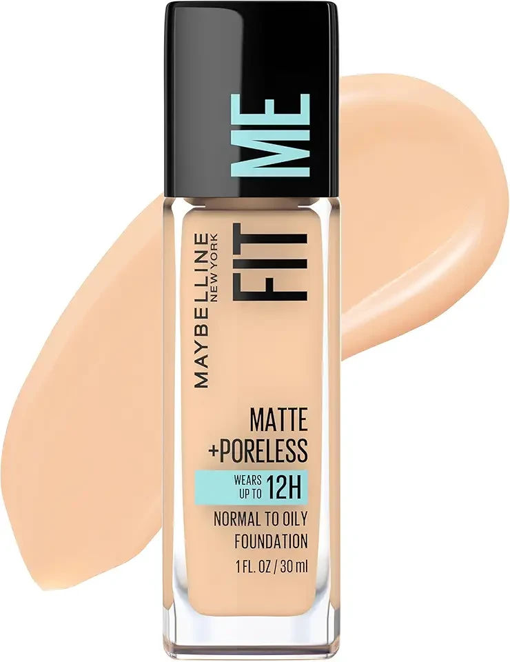Maybelline Fit Me Matte + Poreless Liquid Oil-Free Foundation Makeup, Classic Ivory, 1 Count (Packaging May Vary)