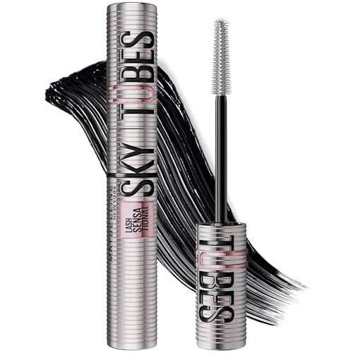 Maybelline Lash Sensational Sky Tubes Tubing Mascara, Extension-Like Lengthening Mascara, 24HR Eye Makeup with Shea Butter & Castor Oil, Very Black, 1 Count