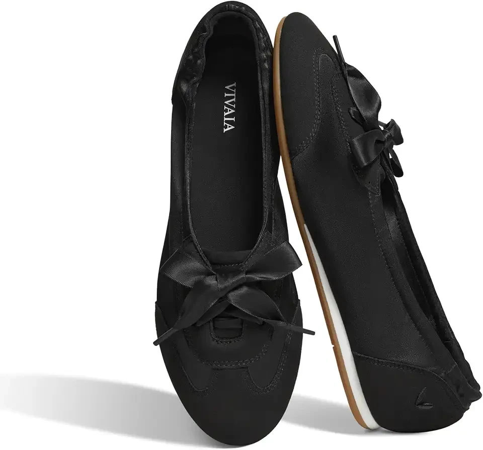 Yanka Women's Flat Shoes, Round Toe Satin Sneakerina Lace-up Ballet Flats, Comfortable Lightweight Fashion Sneaker