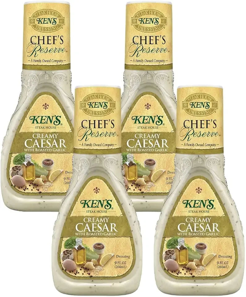 Ken's Steak House Chef's Reserve Creamy Caesar with Roasted Garlic Dressing (9 Fl Oz (Pack of 4))