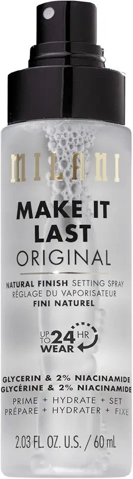 Milani Setting Spray + Primer, Make It Last Original - Natural Finish with Niacinamide for Hydration, Setting Spray for Makeup and Face Primer, 3-in-1 Prime + Hydrate + Set, 2.03 Fl. Oz