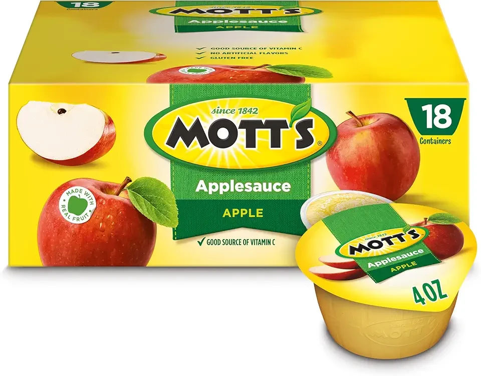 Mott's Applesauce, 4 Oz Cups, 18 Count, No Artificial Flavors, Good Source Of Vitamin C, Nutritious Option For The Whole Family