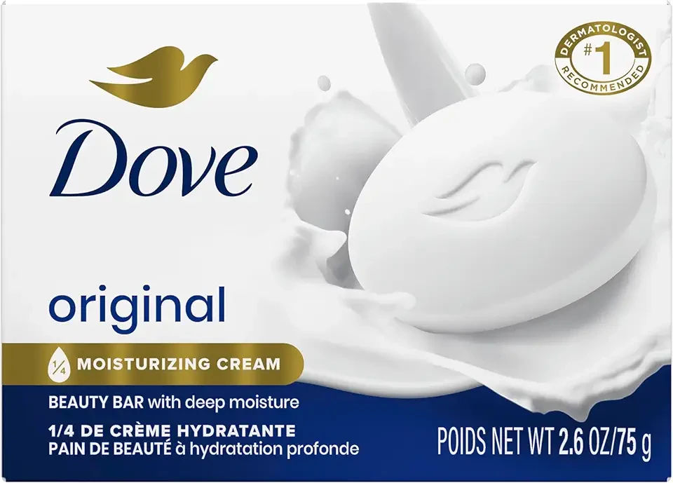 Dove Beauty Bar Soap Original, Pack of 36 for Soft, Smooth Skin, with 1/4 Moisturizing Cream 2.6 oz