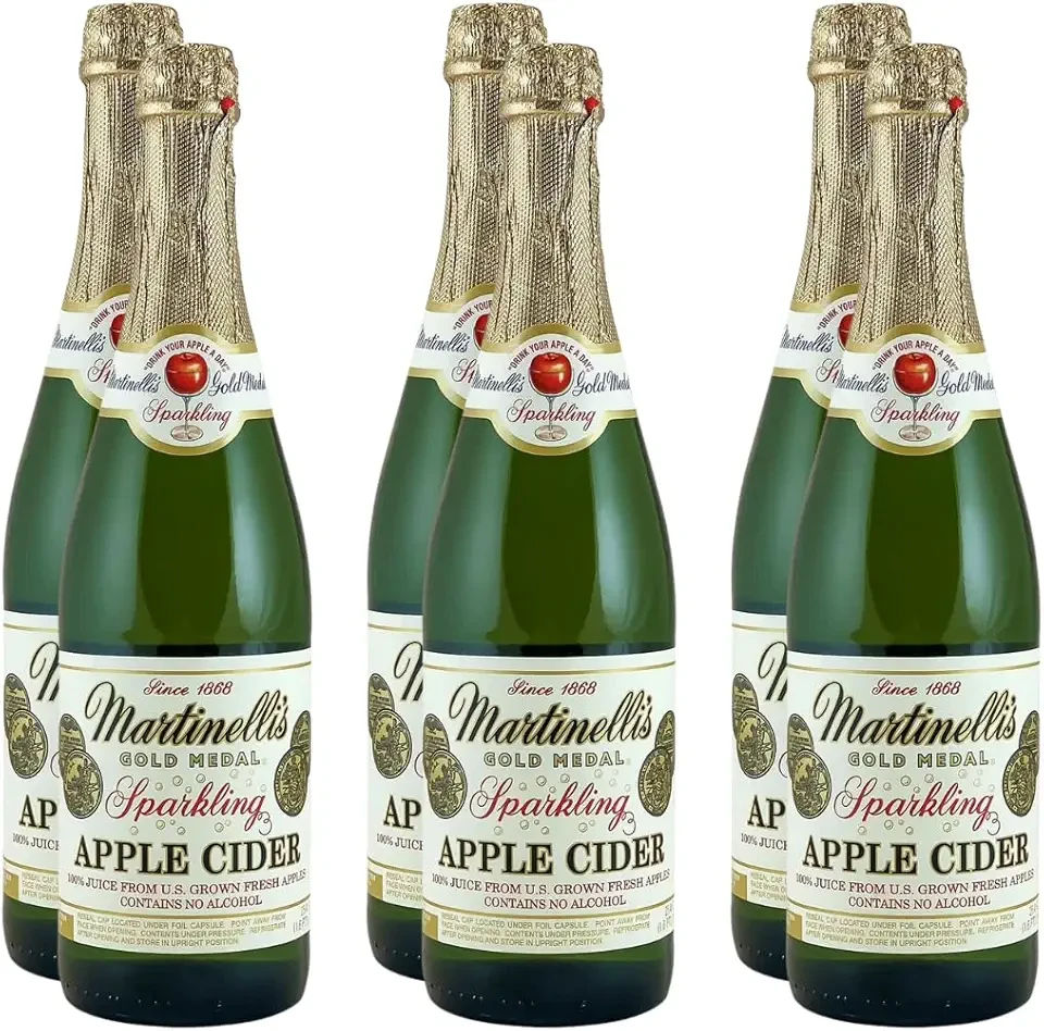 Martinelli’s Sparkling Apple Cider – Premium Non-Alcoholic Carbonated Apple Juice, 25.4 fl oz Glass Bottles, 6 Pack