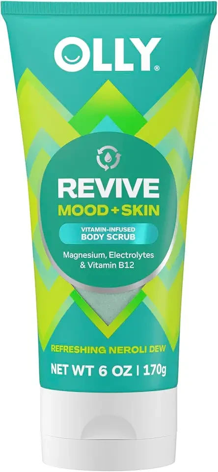 Revive Body Scrub with Magnesium, Electrolytes & Vitamin B12– Nourishing Cleanser for Skin Exfoliation, Barrier Repair, Refreshing Nerolidew Scent, 6 oz