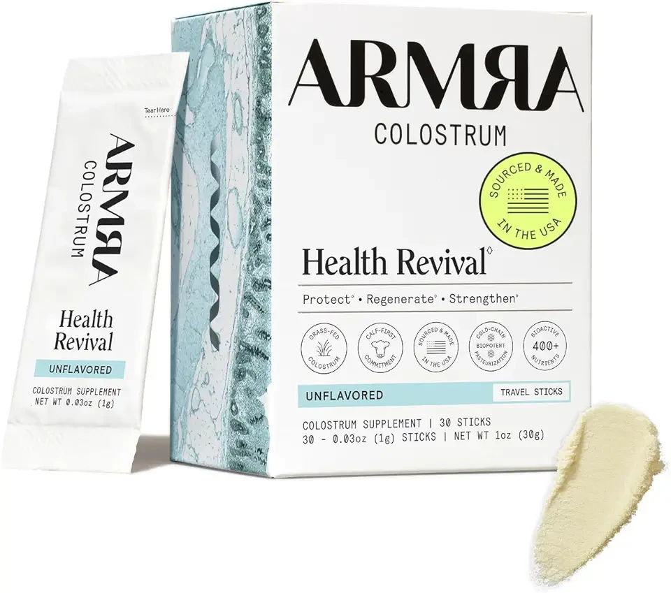 ARMRA Colostrum Powder | Unflavored | Gut Health & Bloating | Skin & Hair | Immunity | Keto, Gluten & Fat-Free | 30 Servings