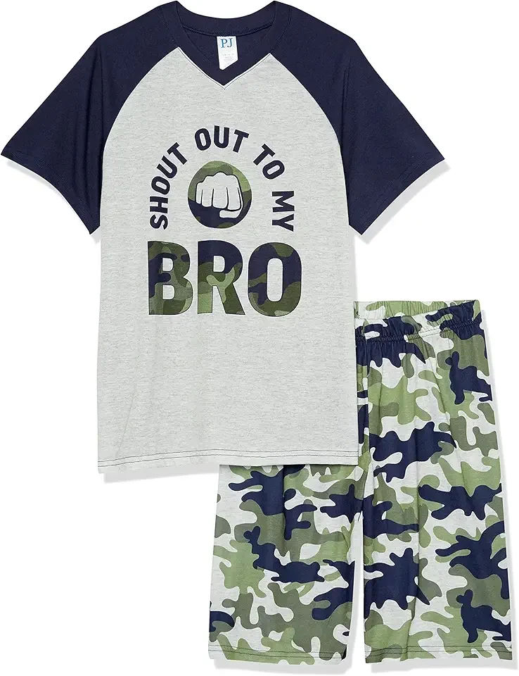 boys Short Sleeve Top and Shorts,2 Piece Pajama Set