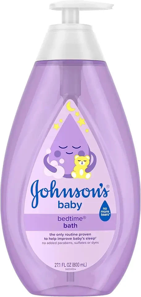 Johnson's Bedtime Baby Bath with Soothing NaturalCalm Aromas, Hypoallergenic & Tear-Free Liquid Baby Bath Formula, No Parabens, Sulfates, Dyes, or Phthalates, 27.1 fl. oz