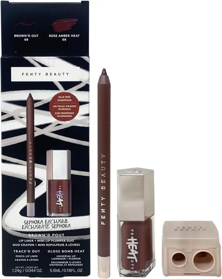 FENTY BEAUTY Limited Edition Brown'D Pout Lip Liner + Mini Lip Luminizer Duo - 08 Brown'd Out / 08 Rose Amber Heat