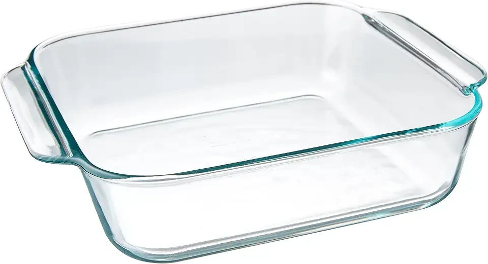 222 Basics Square Glass Baking Dish, 2-Quart (8inx8inx2.5in) Clear Glass Oven Bakeware – Perfect for Sweet Rolls, Brownies, Cakes and so much More - Made in the USA