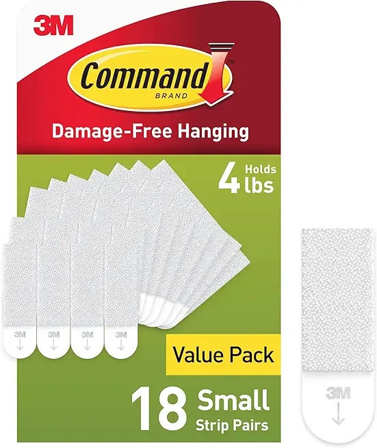 4 lb Small Picture Hanging Strips 18 Pairs (36 Command Strips), Damage-Free Hanging Picture Hangers, No Tools Wall Hanging Strips for Home Decor, White Adhesive Strips