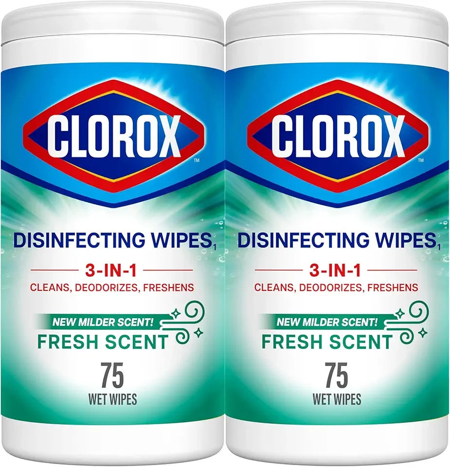Clorox Disinfecting Wipes, Bleach Free Cleaning Wipes, Fresh, 75 Count (Package May Vary) (Pack of 2)