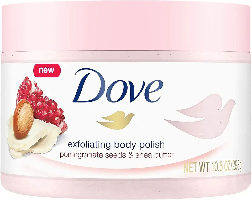 Dove Exfoliating Body Polish Scrub For Silky, Soft Skin Pomegranate & Shea Butter Body Scrub Exfoliates and Provides Lasting Nourishment 10.5 oz
