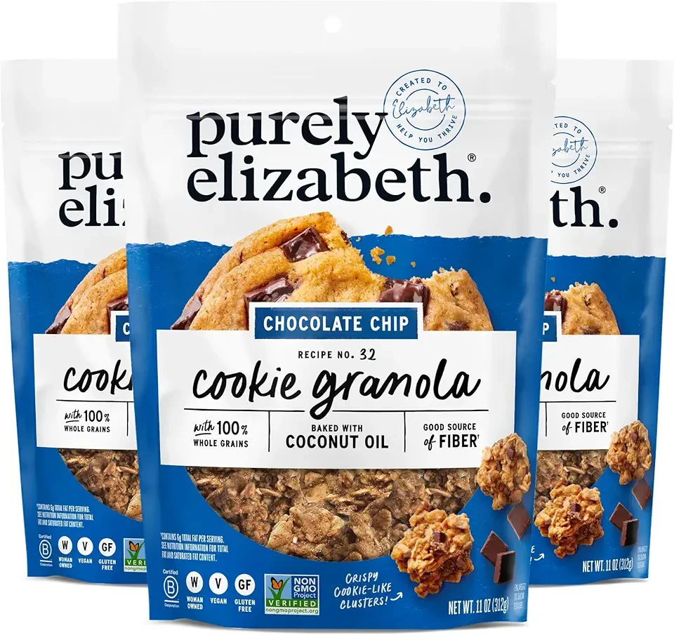 Purely Elizabeth, Cookie Granola, Chocolate Chip, 11oz Bag (3 Pack)