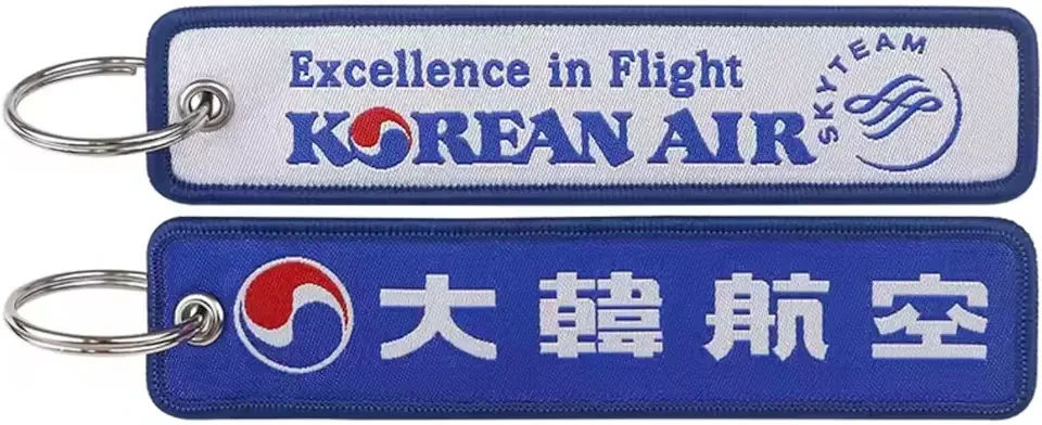 Korean Air Lines Excellence in Flight SkyTeam South Korea Airlines Asia Asian Airline Flag Carrier Aircraft Air Airplane Flight Keychain Key Tag Chain Fob Ring