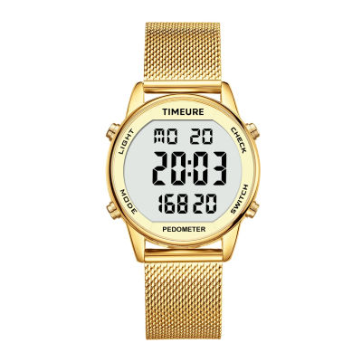 Women's Step Counter Pedometer Watch with Stainless Steel Bracelet, Stylish Design, No App, No Charging Needed for Step, Calorie, Distance, Alarm, Countdown Timer，TU-2401