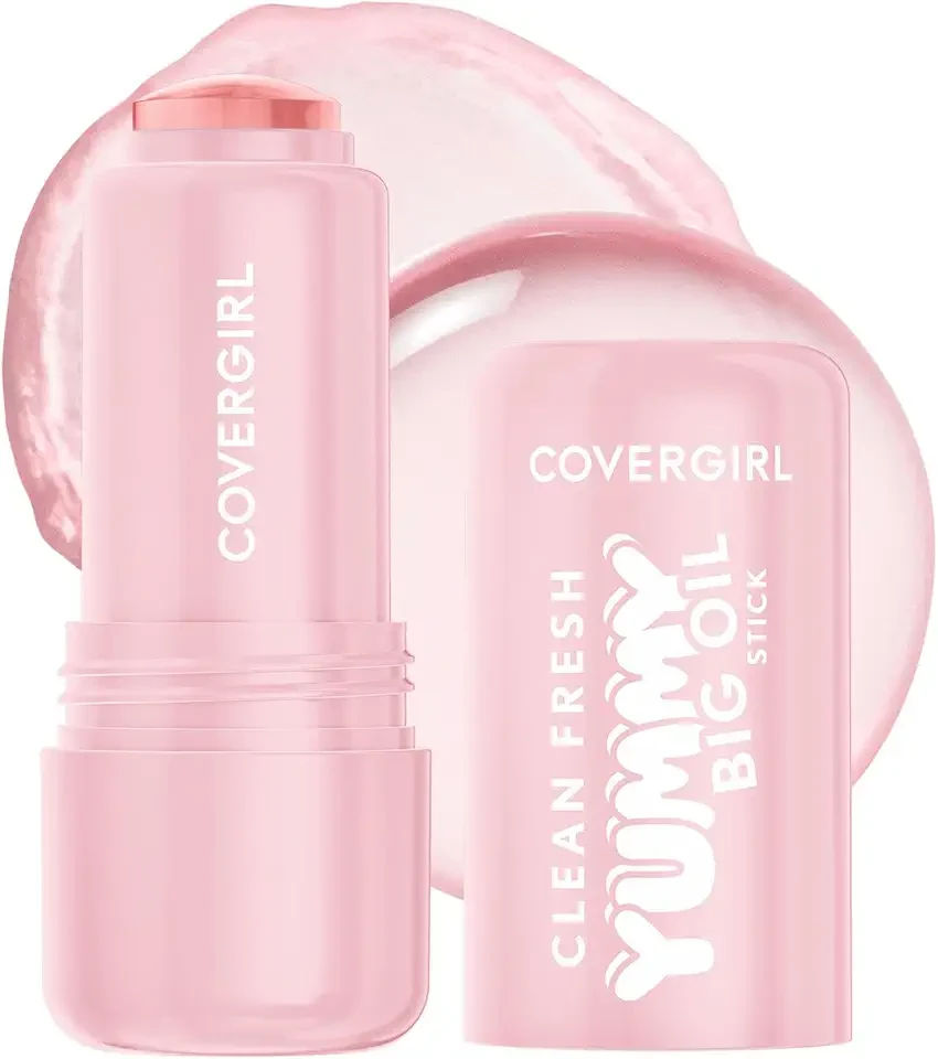 COVERGIRL Clean Fresh Yummy Big Oil Stick, Flavored Lip Oil, Dewy Finish, Non-Greasy - 120 Let’s Get Fizzical (Clear)