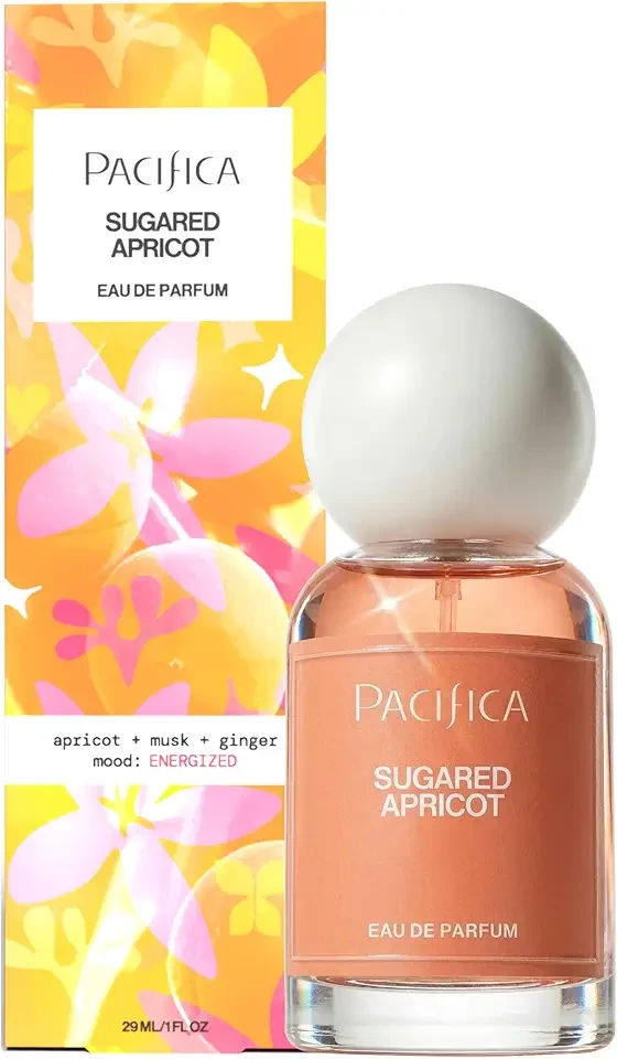 Pacifica Sugared Apricot Perfume for Women – Sweet Fruity Floral Eau de Parfum with Apricot Peach Jasmine Vanilla Sandalwood – Vegan Clean Beauty Long Lasting Fragrance Spray, 1 Fl Oz