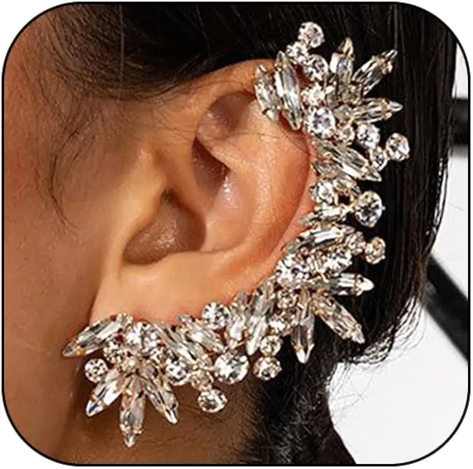 Crystal Ear Cuff Earrings for Women Rhinestone Crystal Sparkly Ear Cuff Statement Earrings Prom Party Jewelry