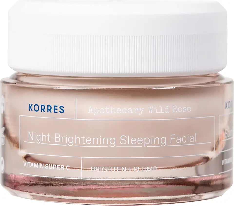 Wild Rose Skin Brightening Night Cream, Hydrating Face Moisturizer with Vitamin C, Hyaluronic Acid and Turmeric Extract, Overnight Facial Cream for Women with Tired, Depleted Skin, 40 ml